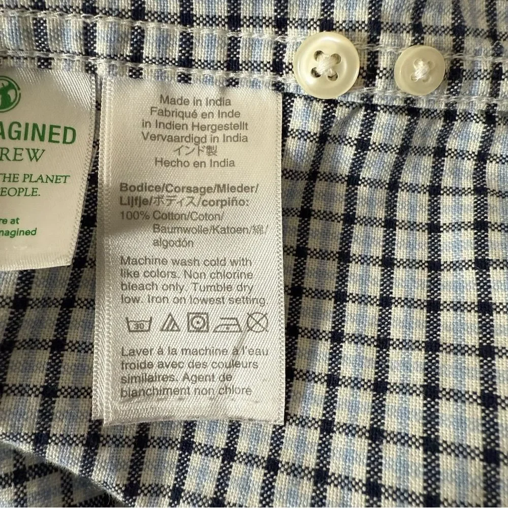 J Crew Oxford Shirt Mens Sz M Gingham Slim Fit 100% Cotton Preppy Office Career